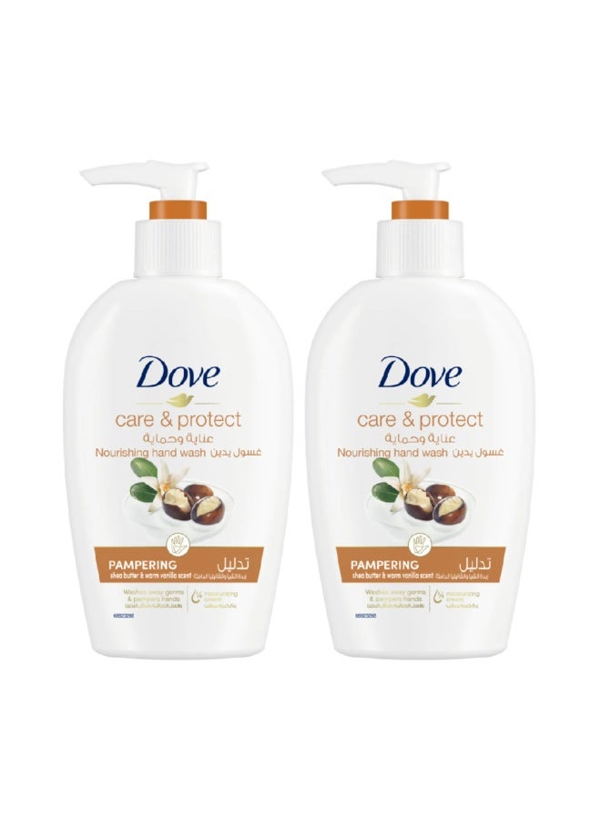 Dove غسول يدين مريح بتركيبة طبيعية، زبدة الشيا، مع ¼ كريم مرطب، 250 مل، عبوة من 2 - Image 1